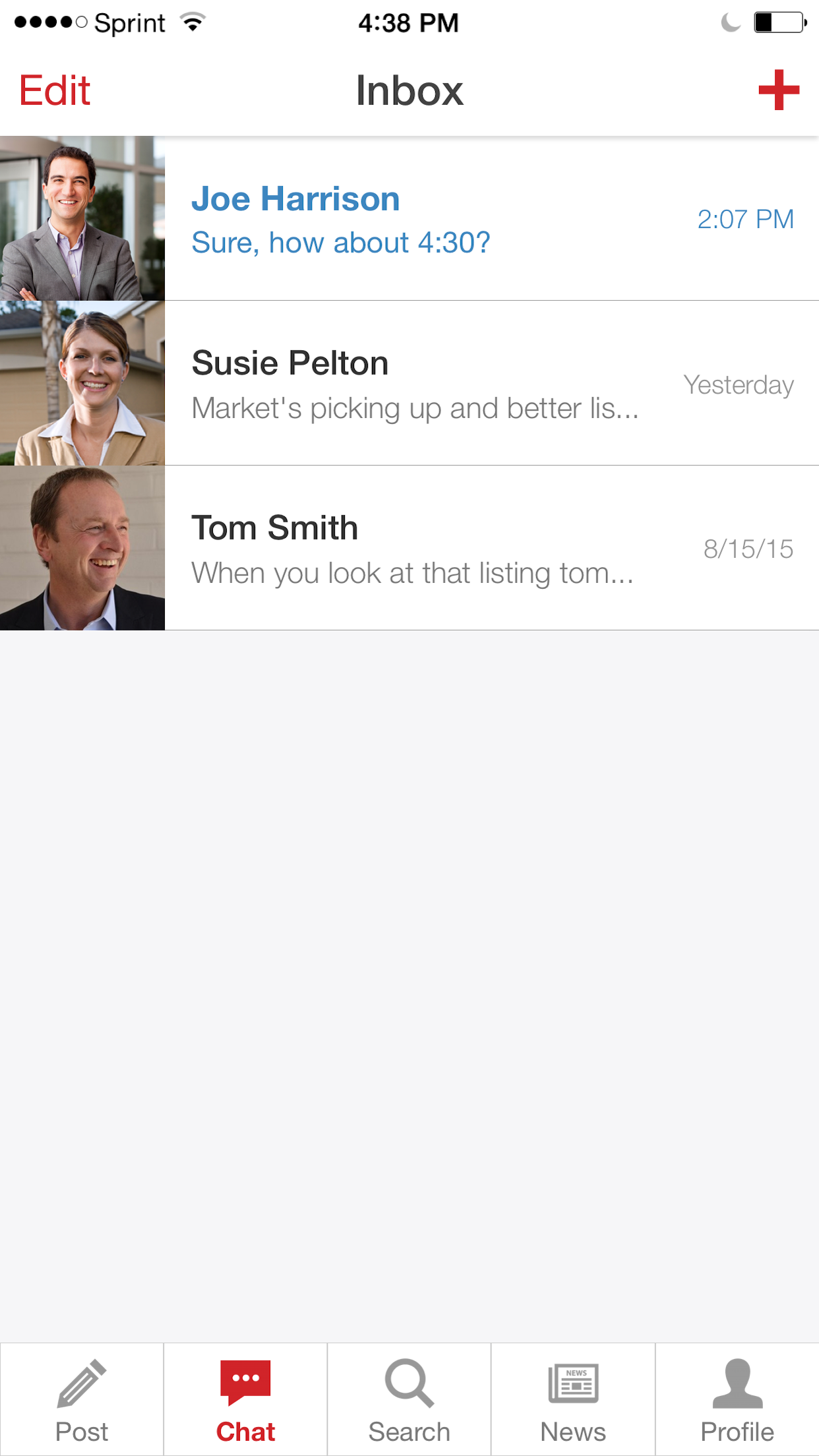 Figure 4.10 — High fidelity iOS chat mockups matching existing product style