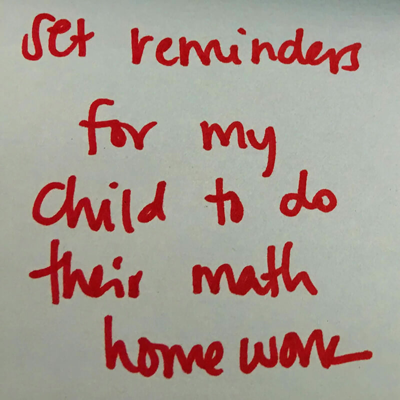 Set reminders for my child to do their math homework